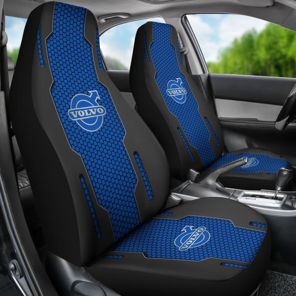Volvo Black And Blue Themed Printed Car Accessories Car Seat Covers