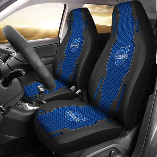 Volvo Black And Blue Themed Printed Car Accessories Car Seat Covers