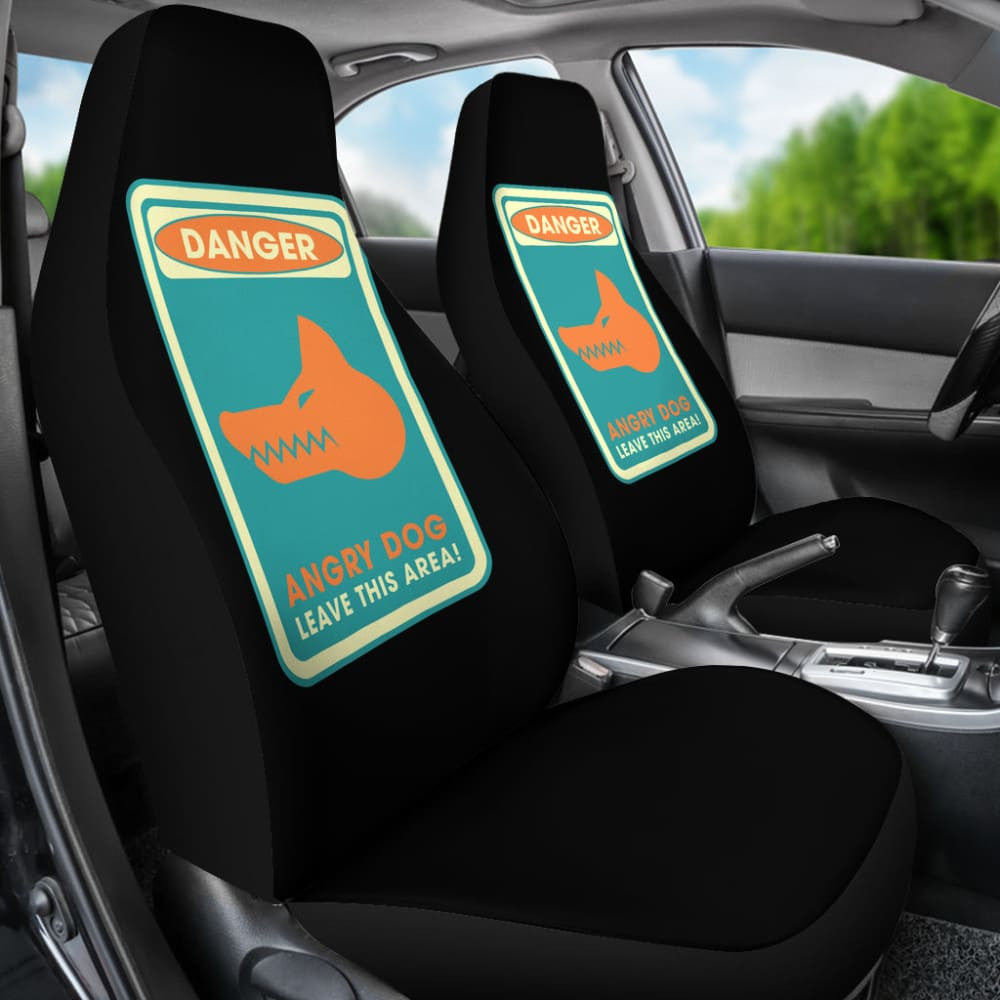 Danger Sign Angry Dog Leave This Area Car Seat Covers Custom