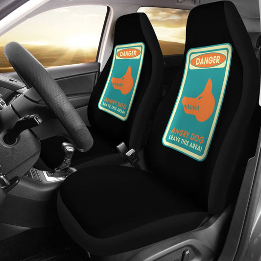 Danger Sign Angry Dog Leave This Area Car Seat Covers Custom