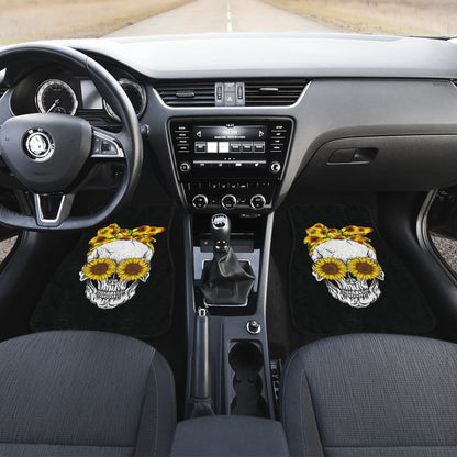 Sunflower Sunshine Skulls Car Floor Mats