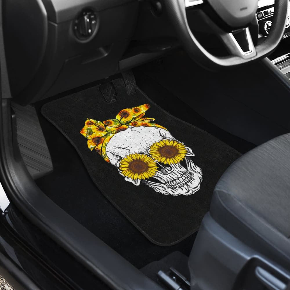 Sunflower Sunshine Skulls Car Floor Mats