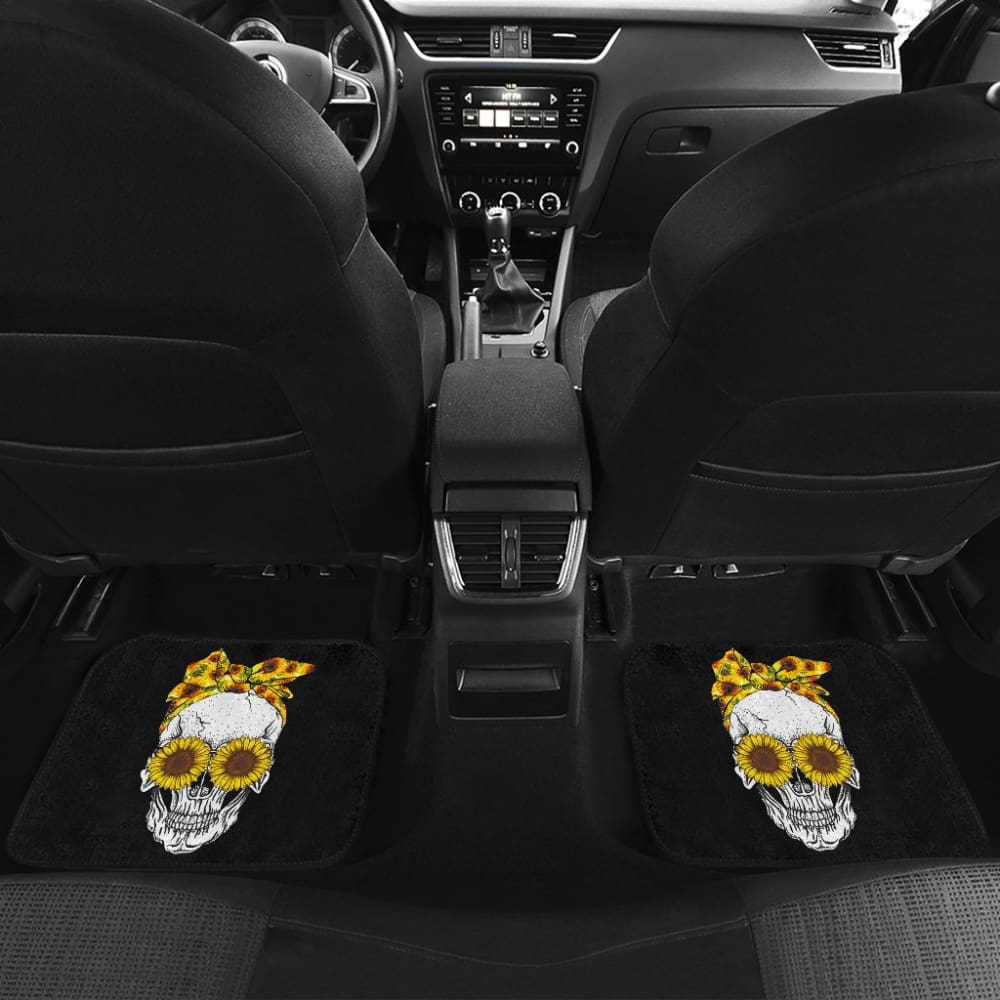 Sunflower Sunshine Skulls Car Floor Mats