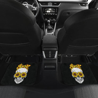 Sunflower Sunshine Skulls Car Floor Mats