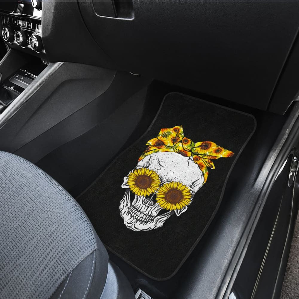 Sunflower Sunshine Skulls Car Floor Mats