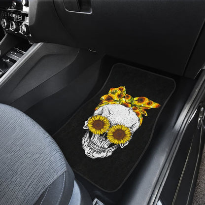 Sunflower Sunshine Skulls Car Floor Mats
