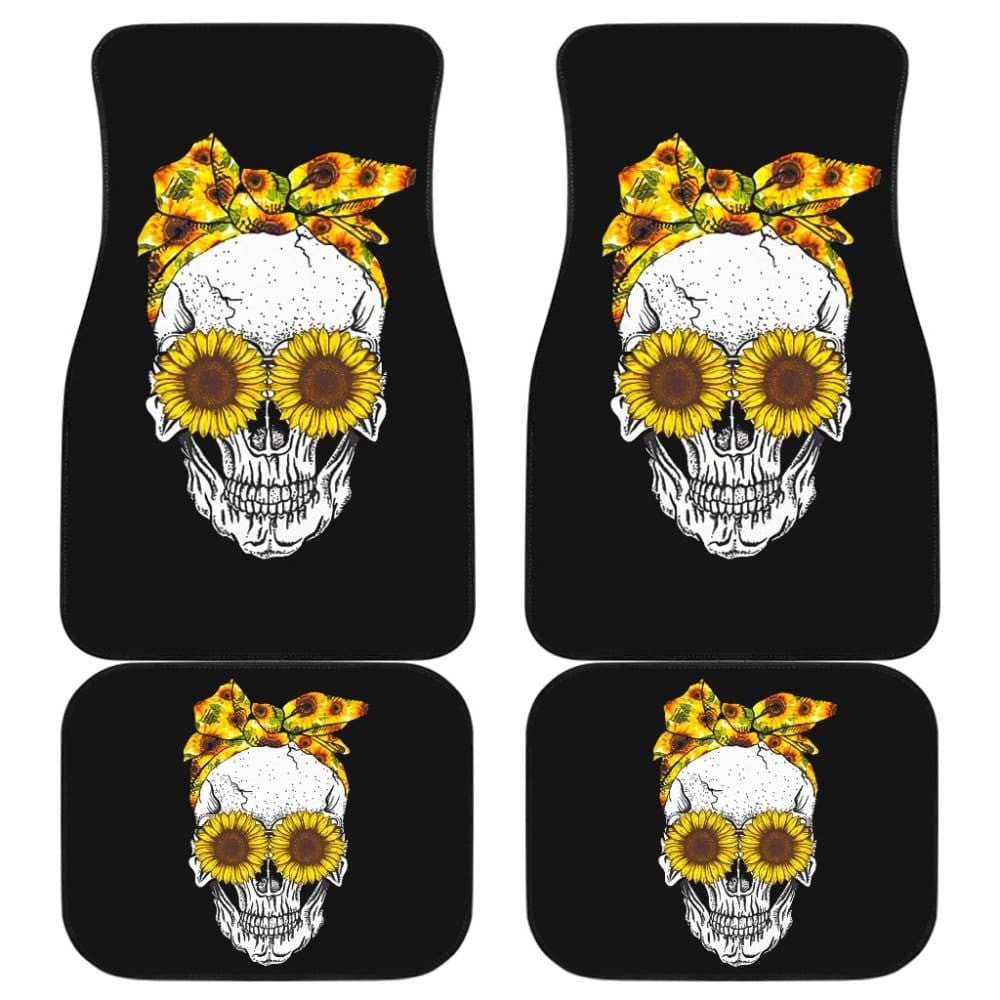 Sunflower Sunshine Skulls Car Floor Mats