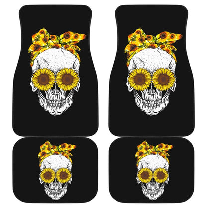 Sunflower Sunshine Skulls Car Floor Mats