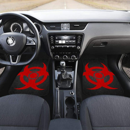 Red Biohazard Warning Black Background Car Floor Mats