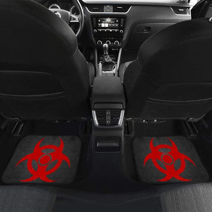 Red Biohazard Warning Black Background Car Floor Mats