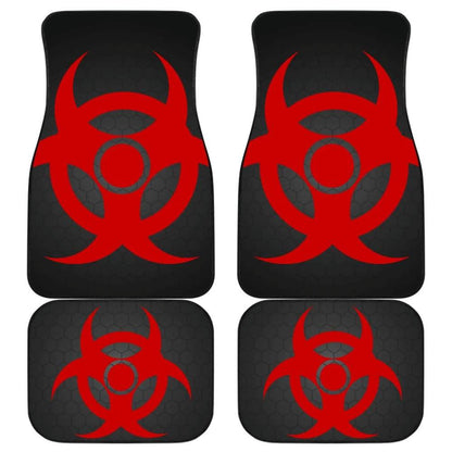 Red Biohazard Warning Black Background Car Floor Mats