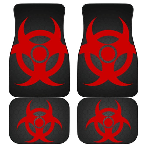 Red Biohazard Warning Black Background Car Floor Mats