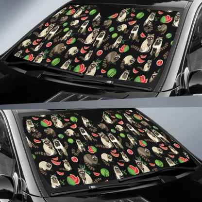 Raccoon Watermelon Pattern Car Auto Sun Shades