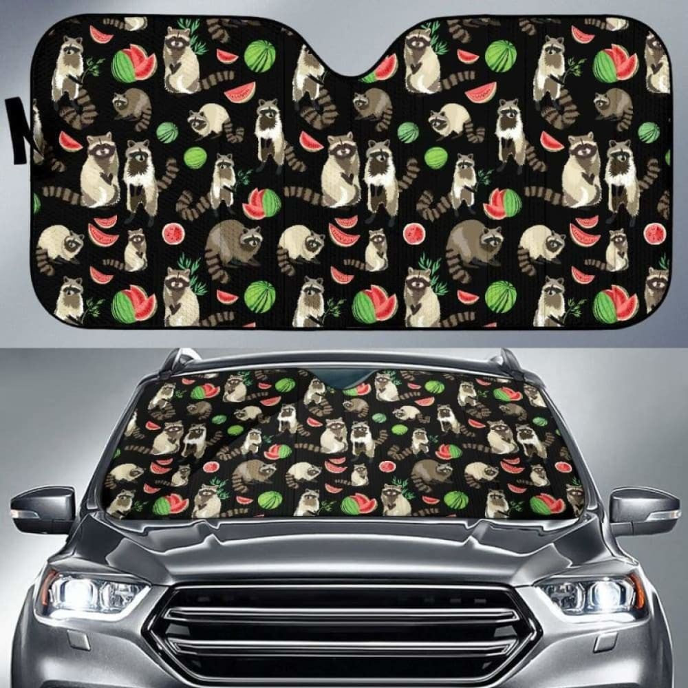 Raccoon Watermelon Pattern Car Auto Sun Shades