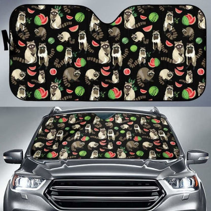 Raccoon Watermelon Pattern Car Auto Sun Shades