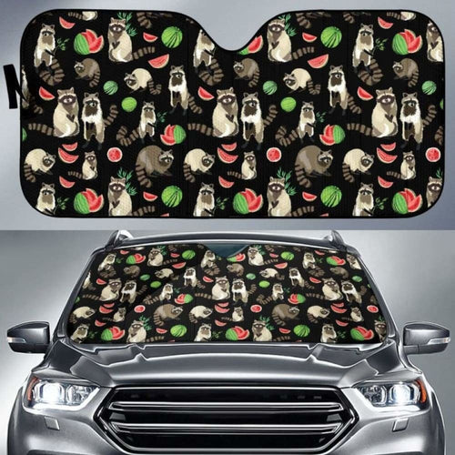 Raccoon Watermelon Pattern Car Auto Sun Shades