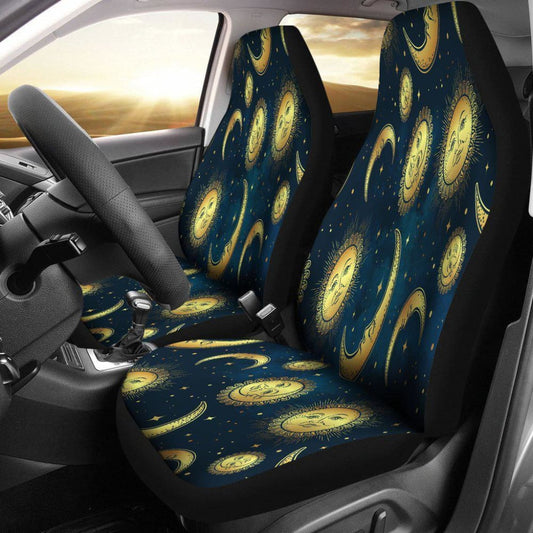 Gold Sun And Moon Car Seat Covers
