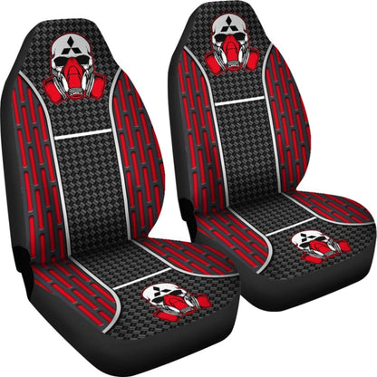 Black Red Poison Gas Skull Mitsubishi Car Seat Covers