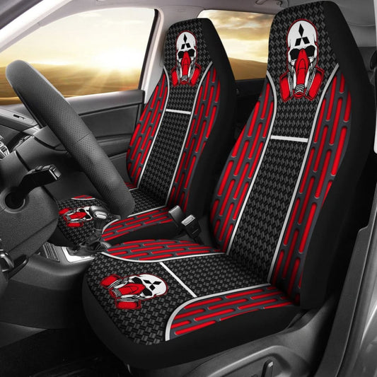 Black Red Poison Gas Skull Mitsubishi Car Seat Covers