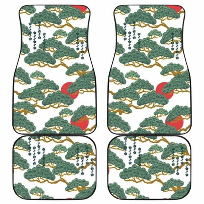 Bonsai Red Sun Japanese Pattern Front And Back Car Mats