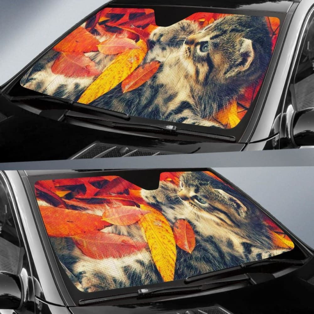 Cute Autumn Cat Car Sun Shade