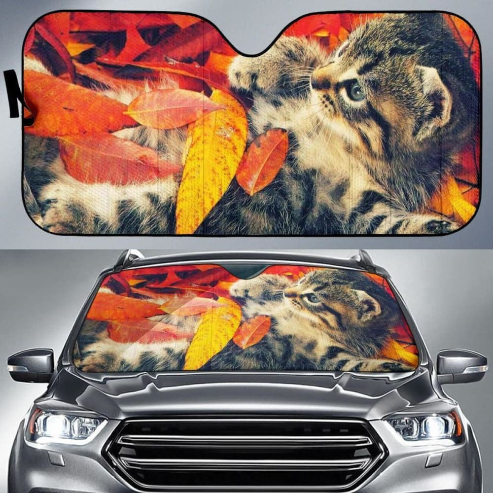 Cute Autumn Cat Car Sun Shade
