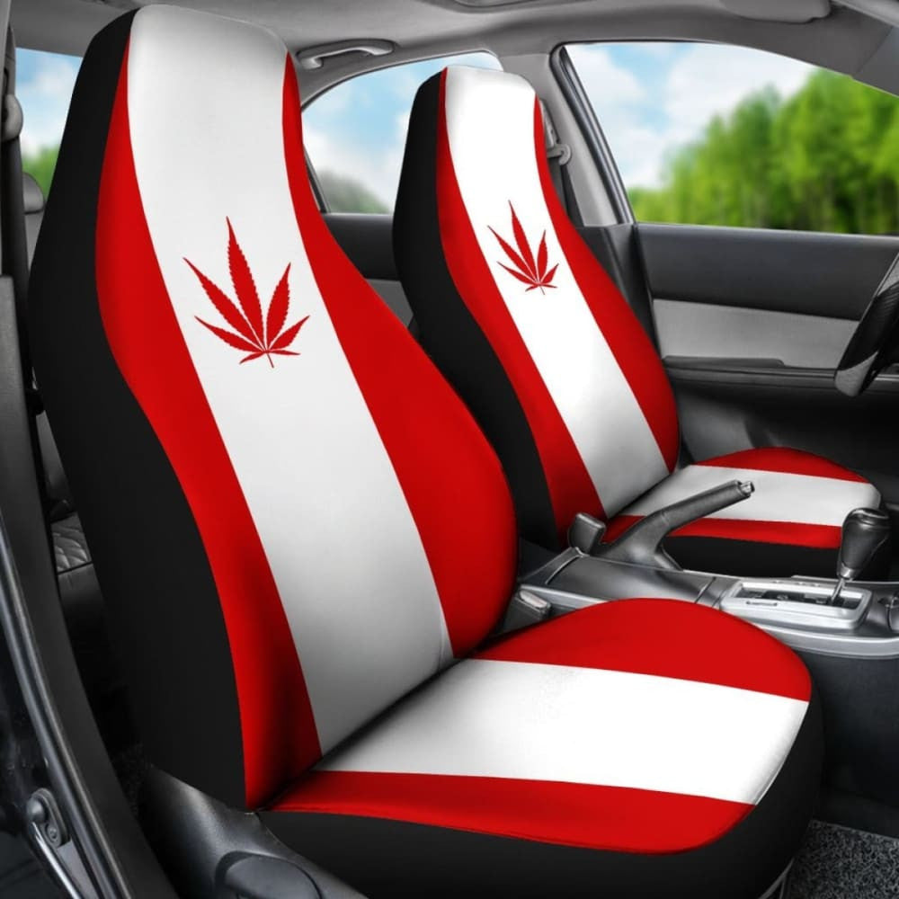 Canada Car Seat Covers Weed Flag