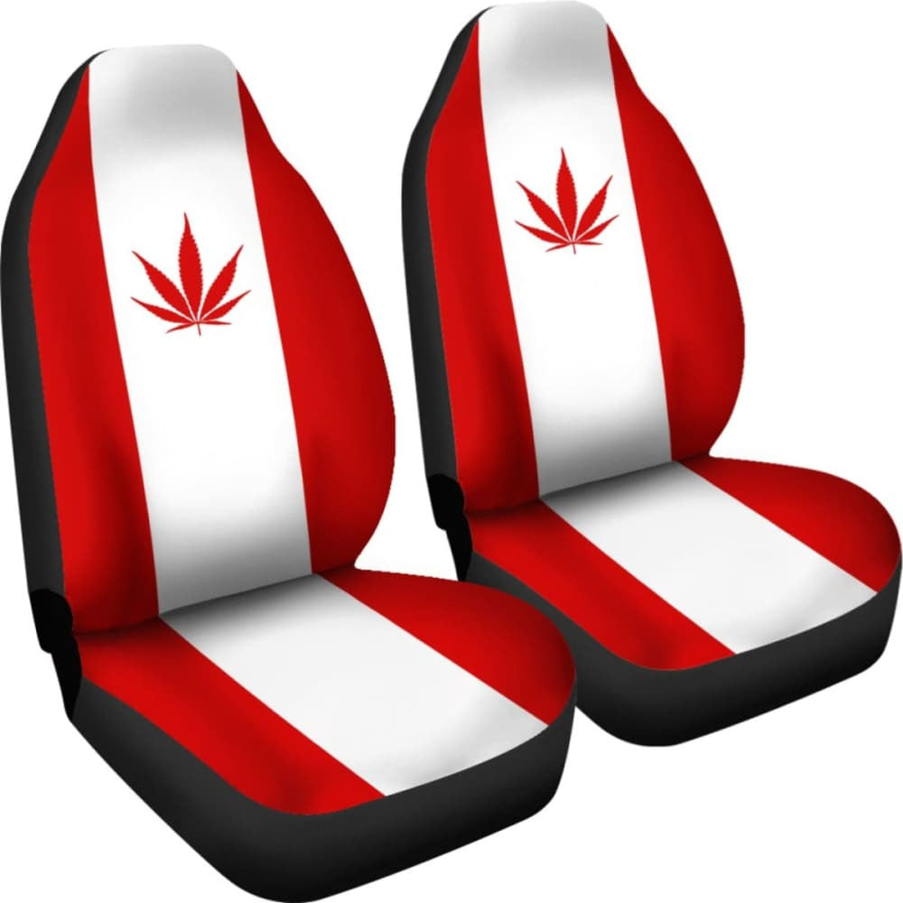 Canada Car Seat Covers Weed Flag