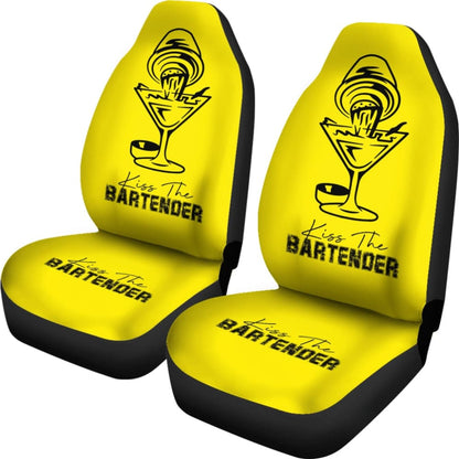 Yellow Kiss The Bartender Custom Grunge Style Car Seat Covers