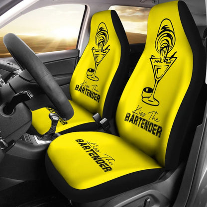 Yellow Kiss The Bartender Custom Grunge Style Car Seat Covers