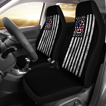 Volkswagen Custom White American Flag On Black Design Car Seat Covers