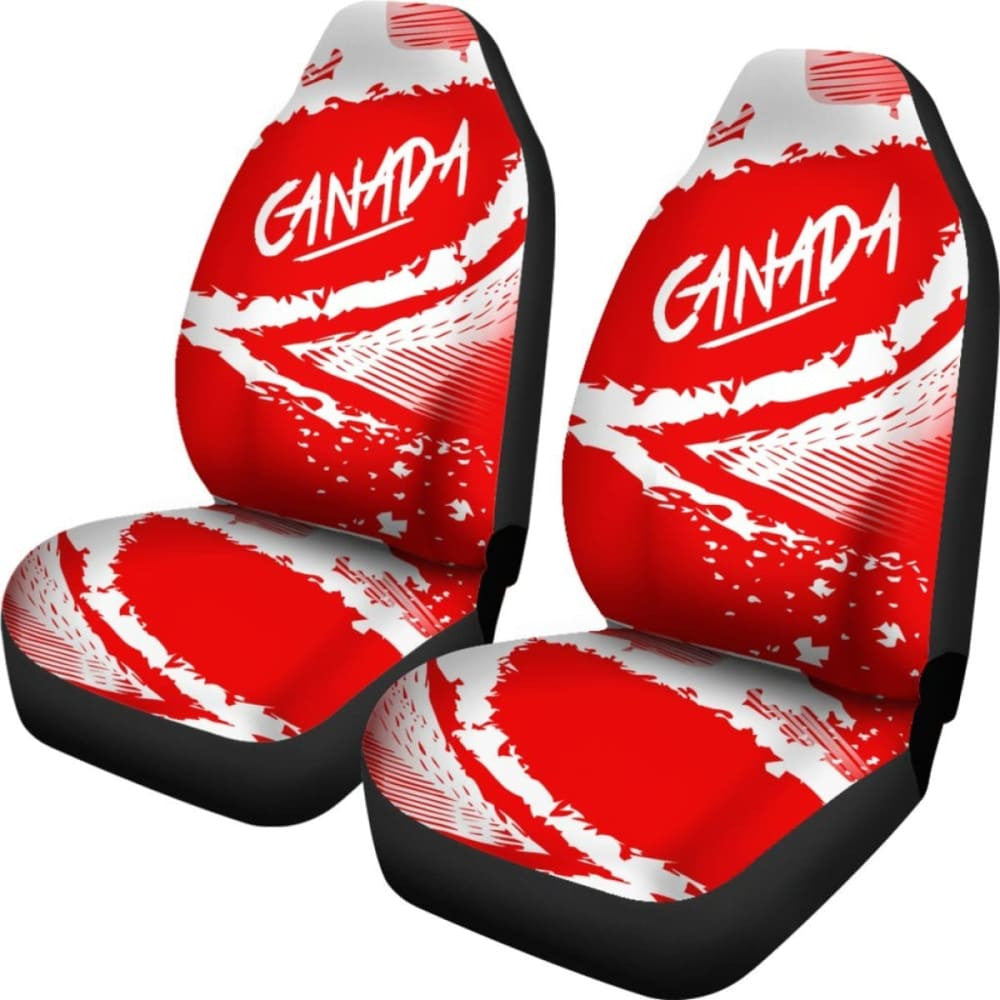 Canada Car Seat Covers Red White Color Blur Style