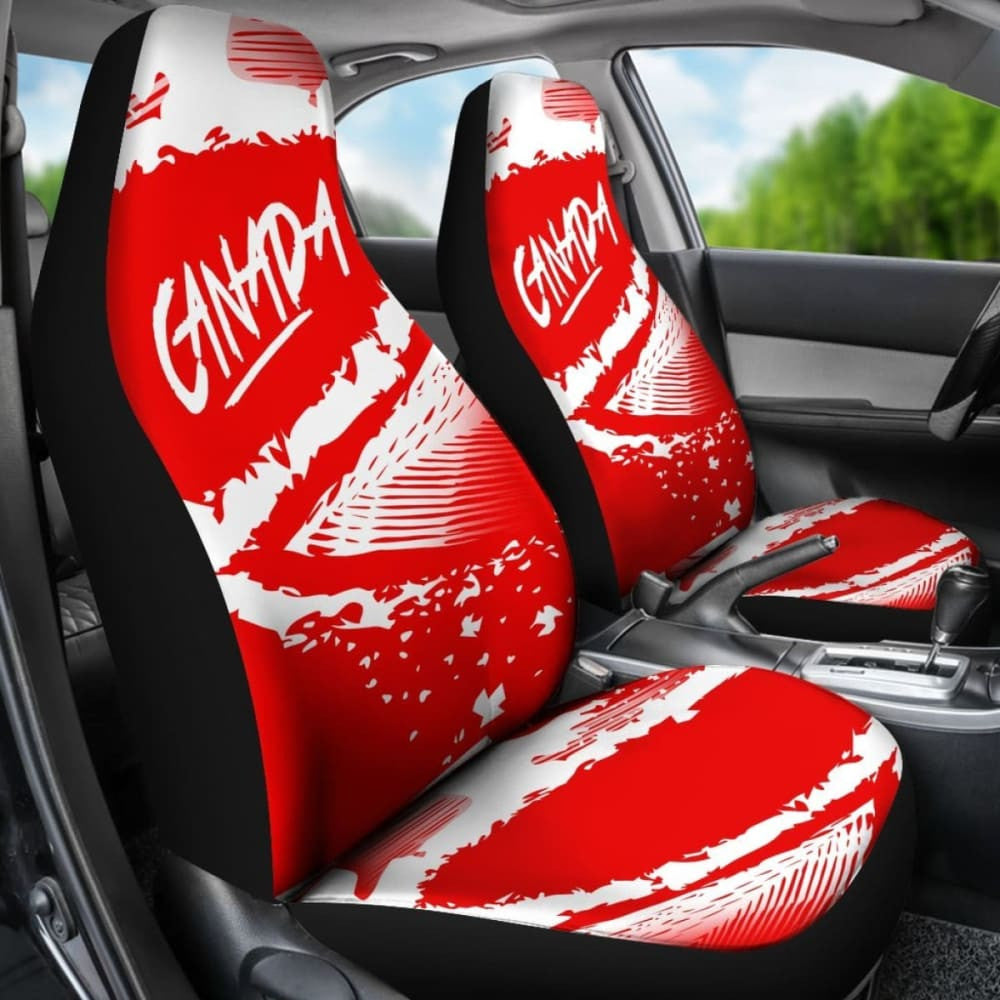 Canada Car Seat Covers Red White Color Blur Style