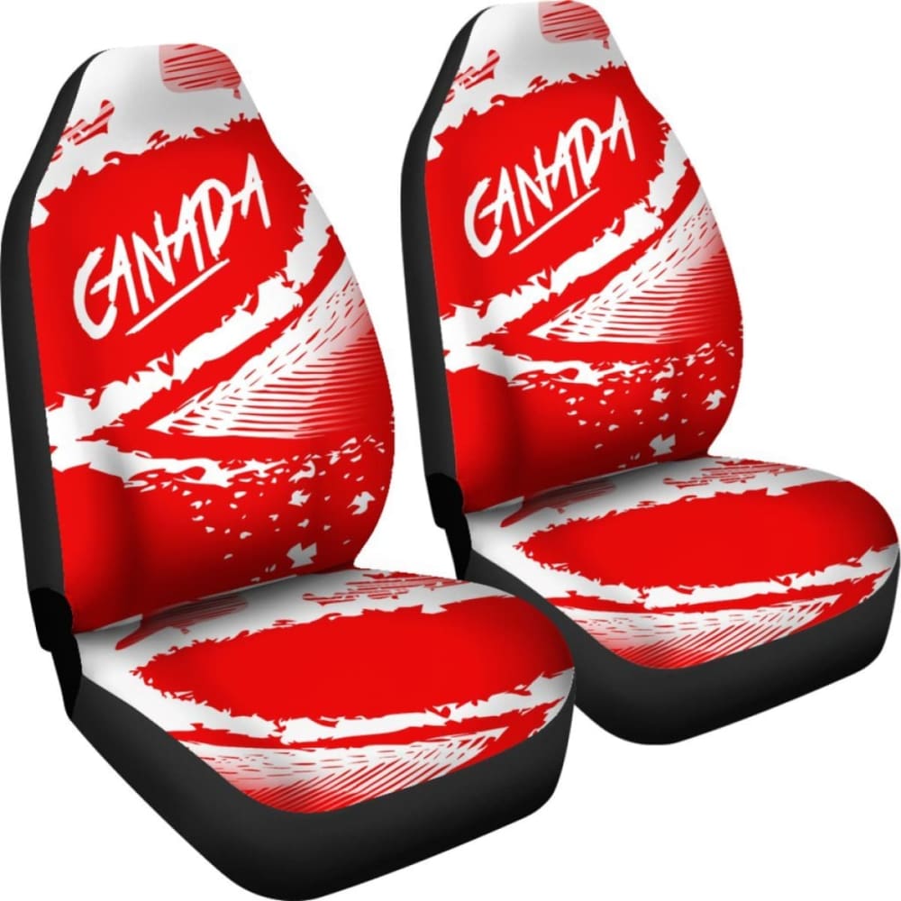 Canada Car Seat Covers Red White Color Blur Style