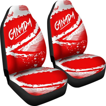 Canada Car Seat Covers Red White Color Blur Style