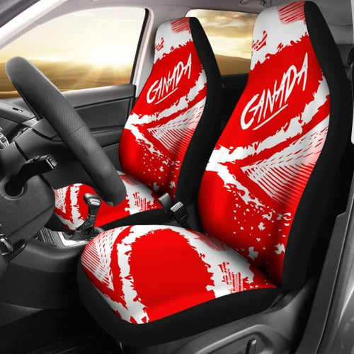 Canada Car Seat Covers Red White Color Blur Style