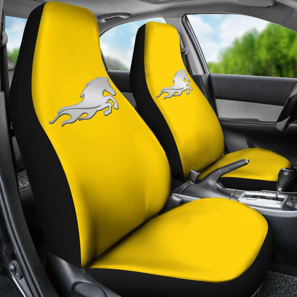 Yellow Mustang Horse Silhouette Car Seat Covers Custom