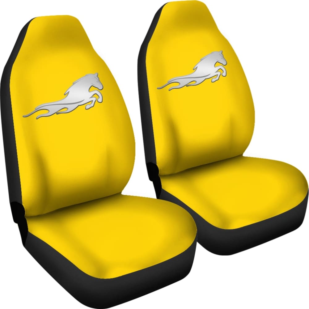 Yellow Mustang Horse Silhouette Car Seat Covers Custom