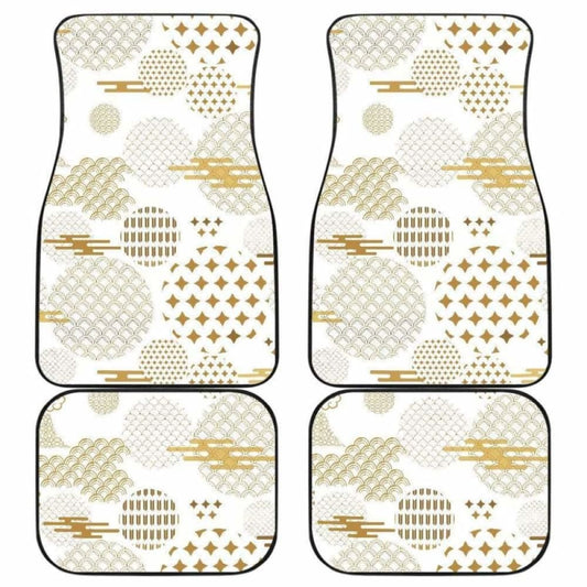 Beautiful Gold Japanese Pattern Front And Back Car Mats