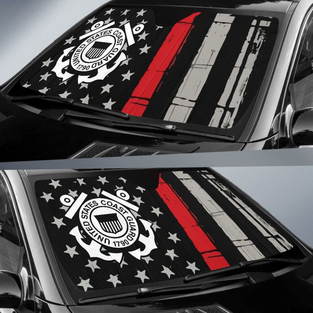 Thin Red Line American Flag US Coast Guard Car Auto Sun Shades Custom