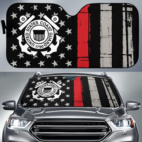 Thin Red Line American Flag US Coast Guard Car Auto Sun Shades Custom