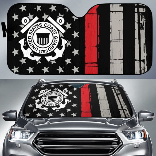 Thin Red Line American Flag US Coast Guard Car Auto Sun Shades Custom