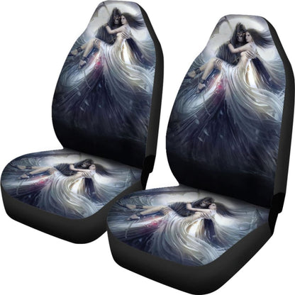 Awesome Gothic Grim Reaper Skull And Girl Car Seat Covers