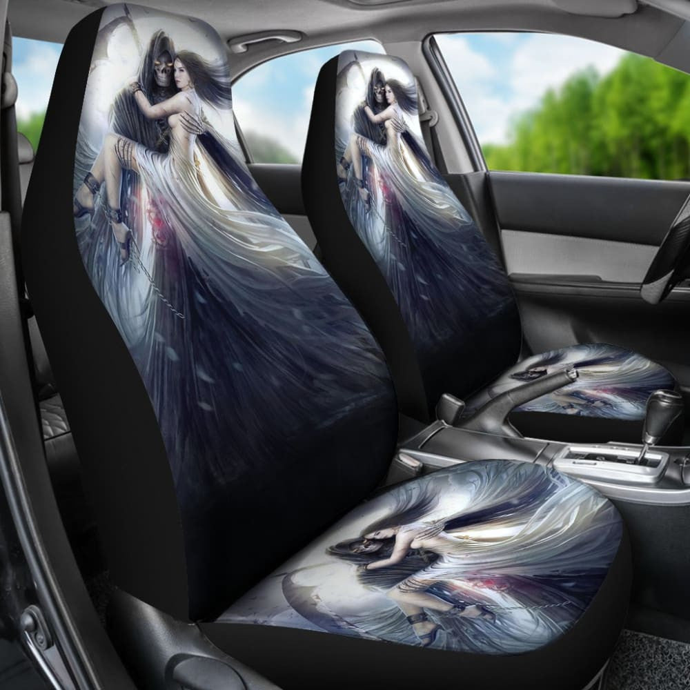 Awesome Gothic Grim Reaper Skull And Girl Car Seat Covers