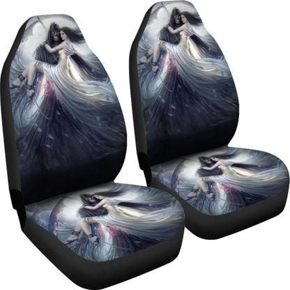 Awesome Gothic Grim Reaper Skull And Girl Car Seat Covers