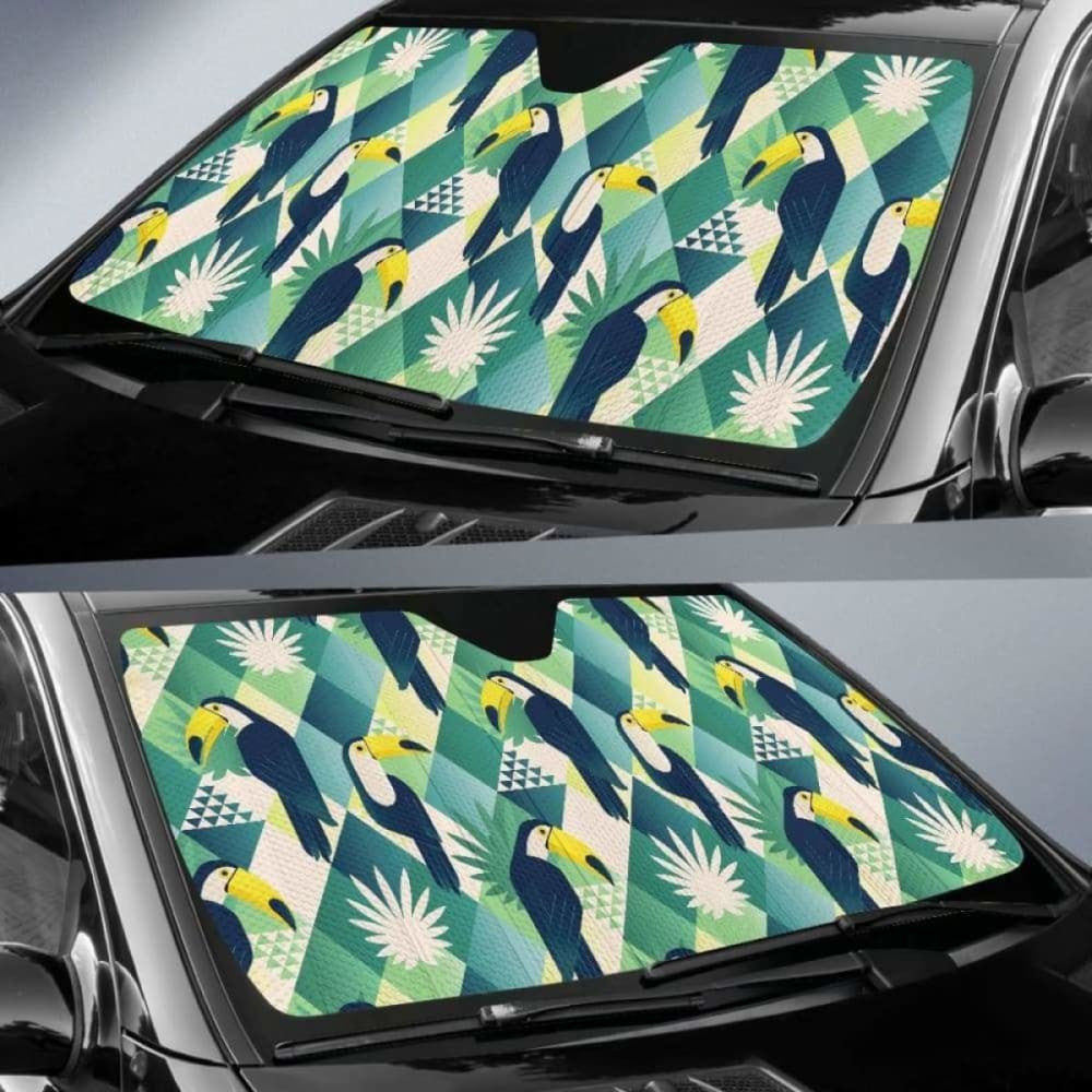 Toucan Tropical Leaves Design Pattern  Car Auto Sun Shades