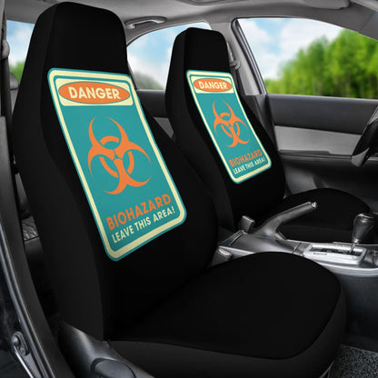 Danger Sign Biohazard Leave This Area Car Seat Covers Custom