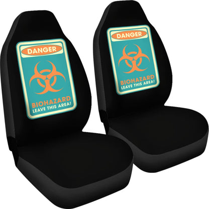 Danger Sign Biohazard Leave This Area Car Seat Covers Custom