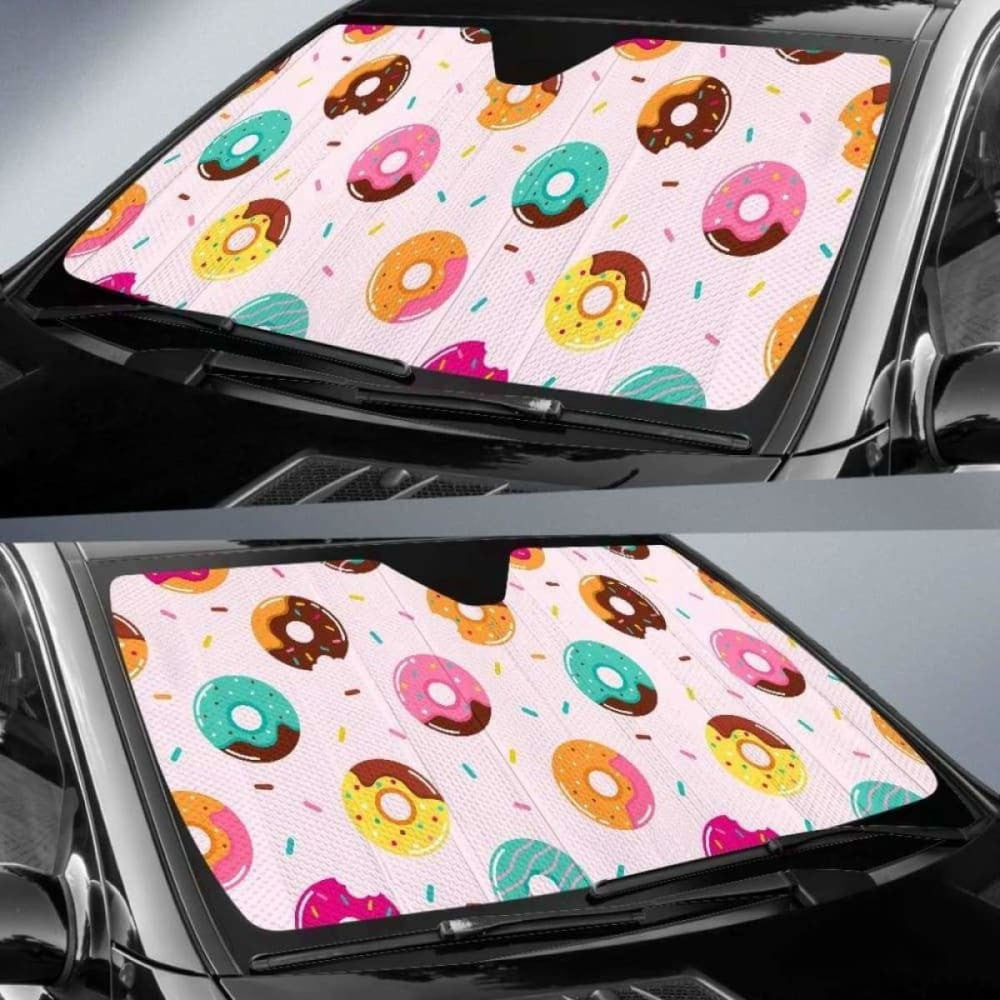 Donut Pattern Glaze Pink Background Car Auto Sun Shades