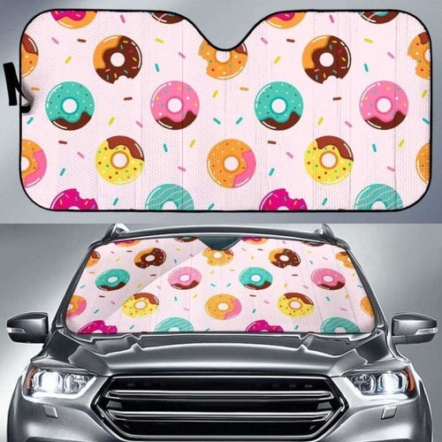 Donut Pattern Glaze Pink Background Car Auto Sun Shades